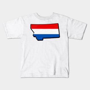 Red, White, and Blue Montana Outline Kids T-Shirt